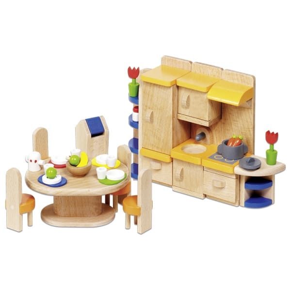 Мебель для кукольной кухни GOKI, 37 предметов