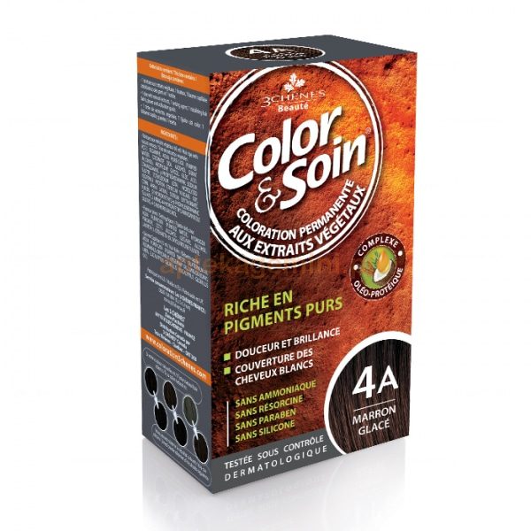 Краска для волос с растительными экстрактами Color & Soin, глубокий коричневый