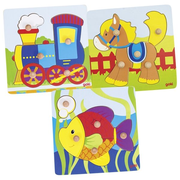 GOKI Lift-Out Puzzle: Train, Horse or Fish 1pc