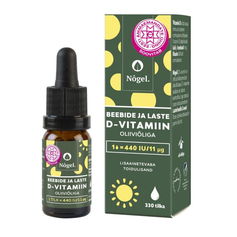 Nõgel Beebide ja laste D3-vitamiin oliiviõliga 440 IU μg 10 ml