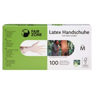 Naturaalsest kautšukist puudrivabad kummikindad M FairTrade 100tk